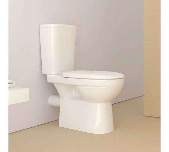 Унитаз-компакт Керамин Альбано R МЛ 2, режим (функция EASY Flush EASY Clean) с жестким сиденьем с микролифтом, с двухрежимной спускной арматурой (КНР) и креплением угловым скрытым CDB00029259