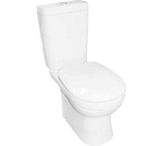 Унитаз-компакт Керамин Альбано R Slim МС Инкоэр (функция EASY Flush EASY Clean) с мягким тонким сидением Slim, с двухрежимной спускной арматурой (РФ) и креплением угловым скрытым CDB00029479
