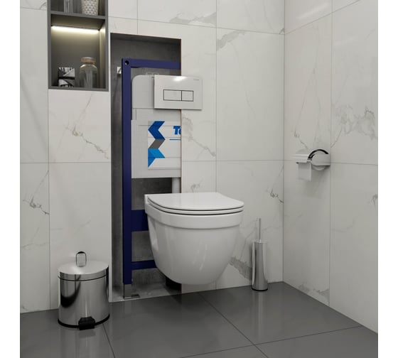 Комплект Инсталляция Aina 50 + клавиша смыва Helmi хром + унитаз Vitra Pro F00674 Teymi ЦБ-00270507