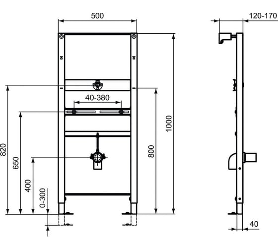 Инсталляция для писсуара Ideal Standard PROSYS без кнопки R010367 123-0229