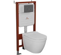 Комплект Bauedge BAU 6 в 1: усиленная инсталляция BAU IDEAL, унитаз подвесной безободковый Bau Mif PRO, сиденье микролифт, клавиша BAU Strike Gun Grey,темно-серый металлик/хром E458103-E00121-NT0002-PRO