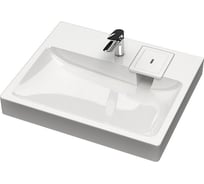 Раковина над стиральной машиной Bauedge BAU Hotel 60x50, литьевой мрамор, в комплекте с кронштейнами и сифоном MY2003