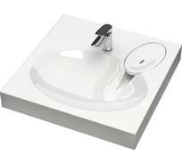 Раковина над стиральной машиной Bauedge BAU Nimb 60x55, литьевой мрамор, в комплекте с кронштейнами и сифоном, белый глянец MY2014