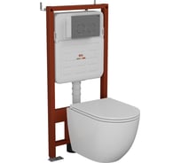 Комплект 6 в 1 Bauedge BAU усиленная инсталляция BAU IDEAL, унитаз подвесной безободковый вихревой Bau Dream Hurricane3, сиденье дюропласт микролифт, клавиша E458103-BL0001-HQ3-E00114