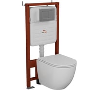 Комплект 6 в 1 Bauedge BAU усиленная инсталляция BAU IDEAL, унитаз подвесной безободковый вихревой Bau Dream Hurricane3, сиденье микролифт, клавиша BAU Light E458103-BL0001-HQ3-E00107