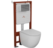 Комплект 6 в 1 Bauedge BAU усиленная инсталляция BAU IDEAL, унитаз подвесной безободковый вихревой Bau Dream Hurricane3, сиденье дюропласт микролифт, клавиша E458103-BL0001-HQ3-E00105