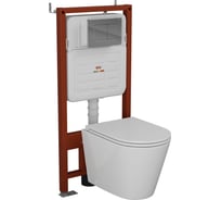 Комплект 6 в 1 Bauedge BAU усиленная инсталляция BAU IDEAL, унитаз подвесной безободковый вихревой Bau Nimb Hurricane3, сиденье дюропласт микролифт, клавиша E458103-BK0001-HQ3-E00105