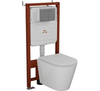 Комплект 6 в 1 Bauedge BAU усиленная инсталляция BAU IDEAL, унитаз подвесной безободковый вихревой Bau Nimb Hurricane3, сиденье дюропласт микролифт, клавиша E458103-BK0001-HQ3-E00107