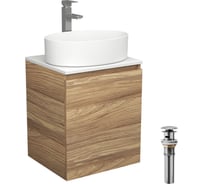 Тумба Bauedge Bau Dream Blackwood 50 с дверцей, раковина BAU Nimb 50x36, смеситель для раковины высокий Hotel Still, нержавеющая сталь, выпуск клик клак хром SD3043