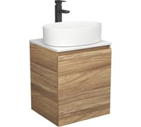 Тумба Bauedge Bau Dream Blackwood 50 с дверцей, раковина BAU Nimb 50x36, смеситель для раковины высокий Hotel Black черный SD3041