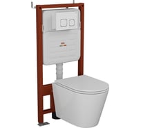 Комплект 6 в 1 Bauedge BAU усиленная инсталляция BAU IDEAL, унитаз подвесной безободковый вихревой Bau Nimb Hurricane3, сиденье дюропласт микролифт, клавиша E458103-BK0001-HQ3-E00104