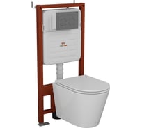 Комплект 6 в 1 Bauedge BAU усиленная инсталляция BAU IDEAL, унитаз подвесной безободковый вихревой Bau Nimb Hurricane3, сиденье дюропласт микролифт, клавиша E458103-BK0001-HQ3-E00114