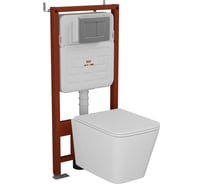 Комплект 6 в 1 Bauedge BAU усиленная инсталляция BAU IDEAL, унитаз подвесной безободковый вихревой Bau Stil Hurricane3, сиденье дюропласт микролифт, клавиша E458103-BS0001-HQ3-E00107