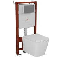 Комплект 6 в 1 Bauedge BAU усиленная инсталляция BAU IDEAL, унитаз подвесной безободковый вихревой Bau Stil Hurricane3, сиденье дюропласт микролифт, клавиша E458103-BS0001-HQ3-E00118