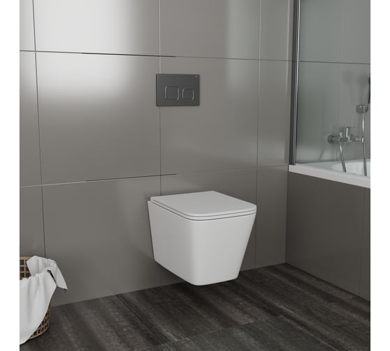 Комплект 6 в 1 Bauedge BAU усиленная инсталляция BAU IDEAL, унитаз подвесной безободковый с вихревым смывом, OWL 1975 Hurricane3, сиденье дюропласт микролифт E458103-TOWLT190403S-E00121
