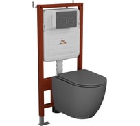 Комплект 6 в 1 Bauedge BAU усиленная инсталляция BAU IDEAL, унитаз подвесной безободковый торнадо обратного потока Bau Dream Hurricane-2 темно-серый, сиденье E458103-E00121-BL0001-HQ2-DG