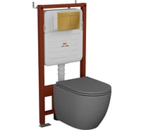 Комплект 6 в 1 Bauedge BAU усиленная инсталляция BAU IDEAL, унитаз подвесной безободковый торнадо обратного потока Bau Dream Hurricane-2 темно-серый матовый E458103-BL0001-HQ2-DG-E00108