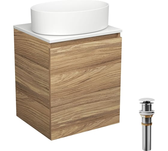 Тумба Bauedge Bau Dream Blackwood 50 с дверцей, раковина BAU Nimb 50х36, выпуск клик клак белый SD3039 1