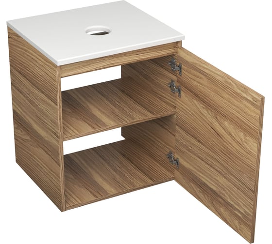 Тумба Bauedge Bau Dream Blackwood 50 с дверцей, раковина BAU Spectrum mini 47х24, смеситель для раковины высокий Hotel Still, нержавеющая сталь, выпуск клик клак SD3026