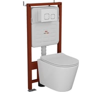 Комплект Bauedge BAU 6 в 1: усиленная инсталляция BAU IDEAL, унитаз подвесной безободковый Bau Nimb, сиденье дюропласт микролифт, клавиша BAU Strike, белая/хром E458103-BK0001-E00104