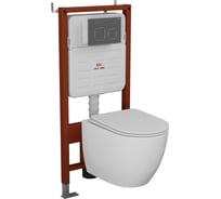 Комплект Bauedge BAU 6 в 1: усиленная инсталляция BAU IDEAL, унитаз подвесной безободковый Bau SinteSi, быстросъемное тонкое сиденье дюропласт микролифт, клавиша BAU,темно-серый металлик/хром E458103-E00121-SIN-TS-EVI-151