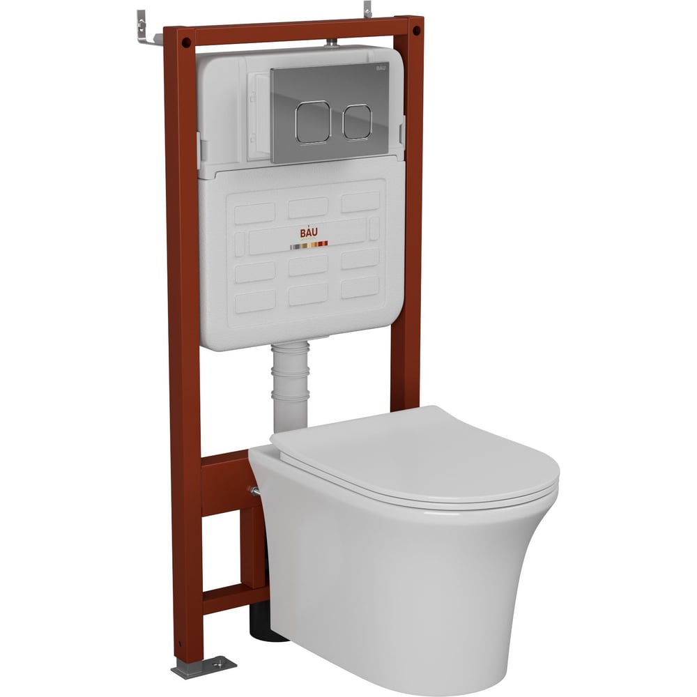Комплект Bauedge BAU 6 в 1: усиленная инсталляция BAU IDEAL, унитаз ...