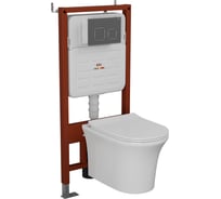 Комплект Bauedge BAU 6 в 1: усиленная инсталляция BAU IDEAL, унитаз подвесной безободковый Bau Spectrum PRO, сиденье микролифт, клавиша BAU Strike Gun Grey,темно-серый металлик/хром E458103-E00121-NP0001-PRO