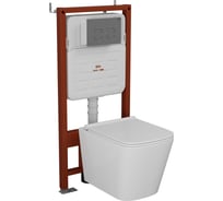 Комплект Bauedge BAU 6 в 1: усиленная инсталляция BAU IDEAL, унитаз подвесной безободковый Bau Stil PRO, сиденье микролифт, клавиша BAU Round Gun gray, серый металлик E458103-NS0001-PRO-E00114