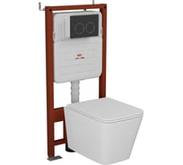 Комплект Bauedge BAU 6 в 1: усиленная инсталляция BAU IDEAL, унитаз подвесной безободковый OWL Vatter Ruta-H 53x36,5, быстросьёмное сиденье микролифт, клавиша BAU Round, черная матовая E458103-OWLT190401-E00115