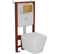 Комплект Bauedge BAU 6 в 1: усиленная инсталляция BAU IDEAL, унитаз подвесной безободковый OWL Vatter Ruta-H mini 49x34, быстросьёмное сиденье микролифт, клавиша BAU Light антивандальная, нерж. сталь золото E458103-OWLT190403-E00108