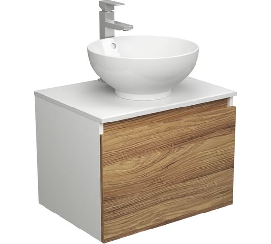Комплект для ванной Bauedge 3 предмета (тумба Bau Dream Blackwood 60 + раковина чаша BAU Dream D41, белая, смеситель высокий Hotel Still) BD1630 1