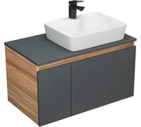 Комплект для ванной Bauedge 3 предмета (тумба Bau Dream Blackwood 80 графит + раковина BAU Cerama 48x37, с отверстием под смеситель, белая, смеситель Cerama) BD2356