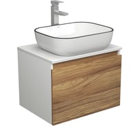 Комплект для ванной Bauedge 3 предмета (тумба Bau Dream Blackwood 60 + раковина BAU Stil Black Rand 50х40, белая, смеситель высокий Hotel Still) BD1650