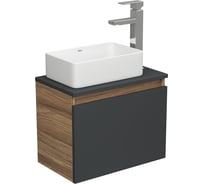 Комплект для ванной Bauedge 3 предмета (тумба Bau Dream 50, графит + раковина санфаянс накладная BAU Hotel mini 37x23, смеситель высокий Hotel Still) BD1967