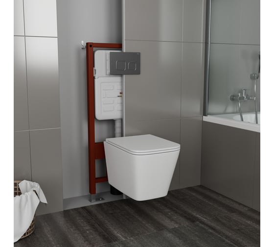 Комплект 6 в 1 Bauedge BAU усиленная инсталляция BAU IDEAL, унитаз подвесной безободковый торнадо обратного потока Bau Hurricane-2, сиденье дюропласт микроли E458103-E00121-BS0001-HQ2