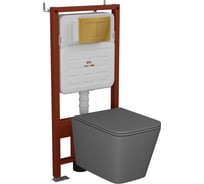 Комплект 6 в 1 Bauedge BAU усиленная инсталляция BAU IDEAL, унитаз подвесной безободковый торнадо обратного потока Bau Stil Hurricane-2 темно-серый матовый E458103-BS0001-HQ2-DG-E00108