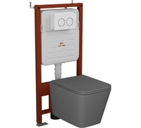 Комплект 6 в 1 Bauedge BAU усиленная инсталляция BAU IDEAL, унитаз подвесной безободковый торнадо обратного потока Bau Stil Hurricane-2 темно-серый матовый E458103-BS0001-HQ2-DG-E00116
