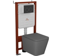 Комплект 6 в 1 Bauedge BAU усиленная инсталляция BAU IDEAL, унитаз подвесной безободковый торнадо обратного потока Bau Stil Hurricane2 темно-серый матовый с E458103-BS0001-HQ2-DG-E00115