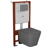 Комплект 6 в 1 Bauedge BAU усиленная инсталляция BAU IDEAL, унитаз подвесной безободковый торнадо обратного потока Bau Stil Hurricane2 темно-серый матовый с E458103-BS0001-HQ2-DG-E00107