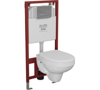 Комплект 6 в 1 Bauedge KLUDI инсталляция KLUDI с клавишей смыва, хром глянцевый, унитаз подвесной Rio Luxe 52х35, сиденье микролифт Rak80000-30745-RAK80010