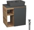 Тумба Bauedge Bau Dream Blackwood 60 правая, графит, раковина BAU Cerama 48х37 темно-серая матовая, выпуск клик клак черный SD4374 1