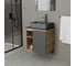 Тумба Bauedge Bau Dream Blackwood 60 правая, графит, раковина BAU Cerama 48х37 темно-серая матовая, смеситель Hotel Still, нерж. сталь SD4368 5