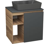 Тумба Bauedge Bau Dream Blackwood 60 правая, графит, раковина BAU Cerama 48х37 темно-серая матовая SD4367