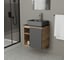 Тумба Bauedge Bau Dream Blackwood 60 правая, графит, раковина BAU Cerama 48х37 темно-серая матовая, смеситель Hotel Dream, нерж. сталь SD4370 10