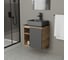 Тумба Bauedge Bau Dream Blackwood 60 правая, графит, раковина BAU Cerama 48х37 темно-серая матовая, смеситель Hotel Black черный SD4369 11