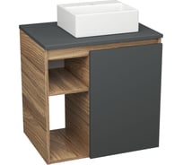 Тумба Bauedge Bau Dream Blackwood 60 правая, графит, раковина BAU Cerama Mini 33х28 белая SD4381