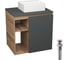 Тумба Bauedge Bau Dream Blackwood 60 правая, графит, раковина BAU Cerama Mini 33х28 белая, выпуск клик клак хром SD4386 1