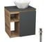 Тумба Bauedge Bau Dream Blackwood 60 правая, графит, раковина BAU Crystal 40х40, выпуск клик клак белый SD4281 1