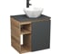 Тумба Bauedge Bau Dream Blackwood 60 правая, графит, раковина BAU Crystal 40х40, смеситель для раковины высокий Hotel Black черный SD4283 1