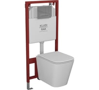 Комплект 6 в 1 Bauedge KLUDI инсталляция KLUDI с клавишей смыва, хром глянцевый, унитаз подвесной безободковый торнадо обратного потока Bau Stil Hurricane-2, Rak80000-RAK80010-BS0001-HQ2